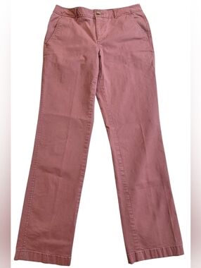 L.L. Bean Favorite Fit Pants Women 4 Pink Stretch Chino Straight Leg